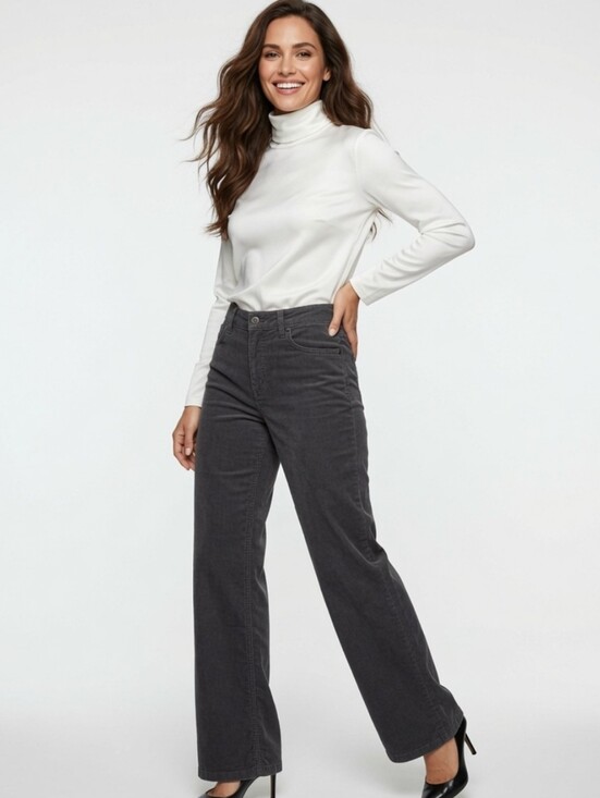 Claiborne Pants - Liz Claiborne Gray Cotton Corduroy Waistband Pants ( Size:10)